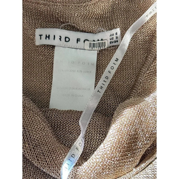 Third Form Heavy Metal Knit Slip Dress in Rose Gold 2 Womens Midi Semi Sheer - Picture 8 of 16